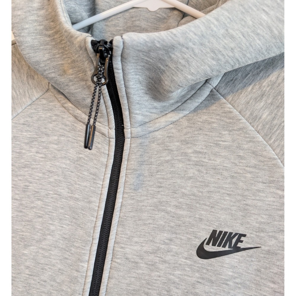 Nike Tech Fleece Full Zip Hoodie Mens L Heather Grey Black CU4489-063 VERY NICE - Picture 4 of 8